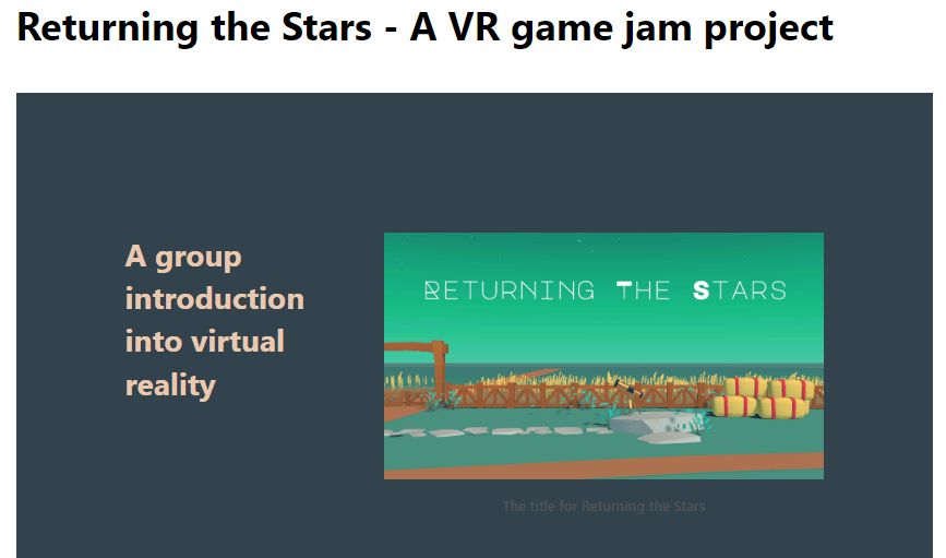 Screenshot of Returning the Stars - A VR game jam project